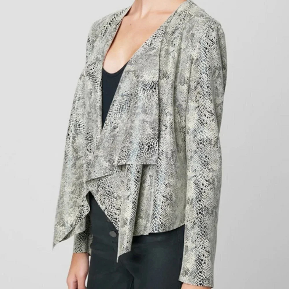 Blank NYC Jacket Snake Eyes Drape Front Faux Suede